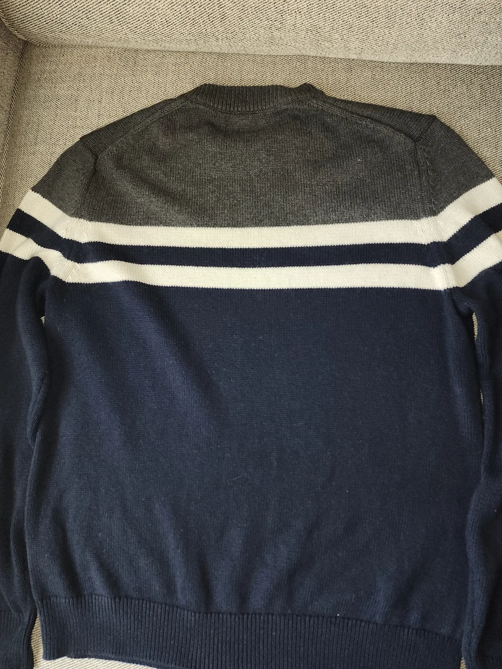 Banana Republic Navy, Gray & White Striped Crewneck Sweater